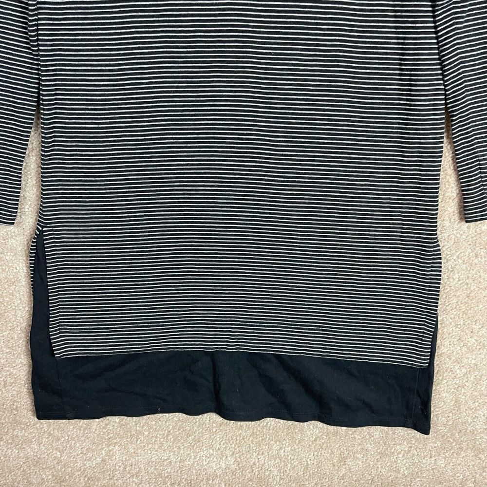J. Jill Tunic Dress‎ Size Small Black Long Sleeve Stripe Pullover Knit Cotton - Picture 4 of 10